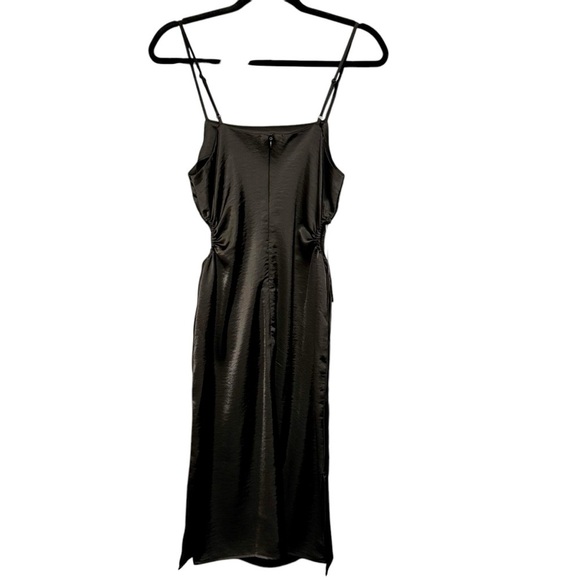 HOUSE OF HARLOW 1960 Satin Side Ruched Cutout Square Neckline Midi Slipdress - Picture 7 of 12
